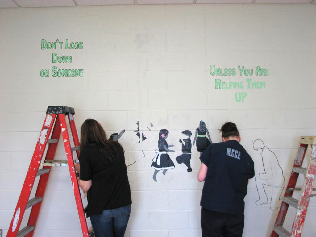 MCCF female inmates painting a mural