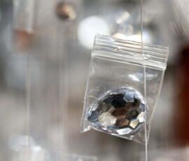 Close up view of crystals in drug baggies